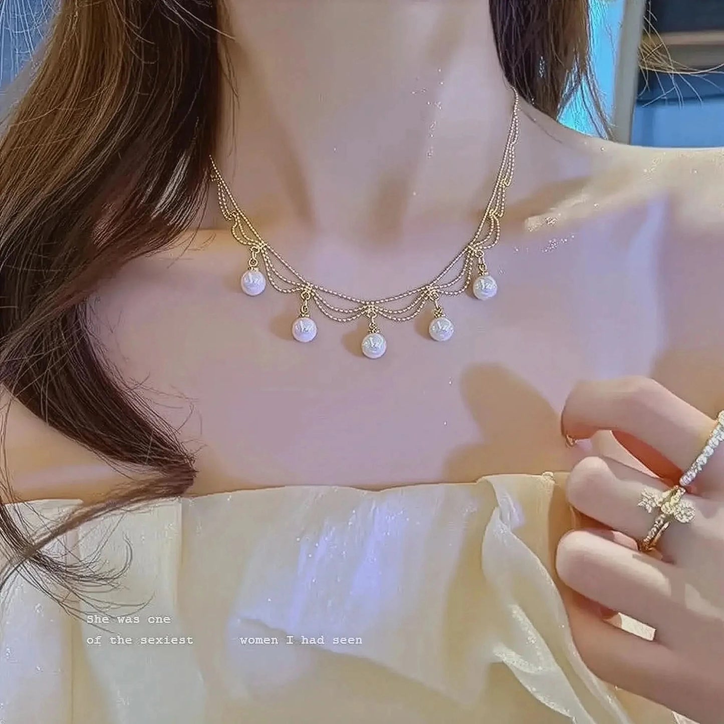 Collier Ras - du - Cou Goth Perlé - Saylana