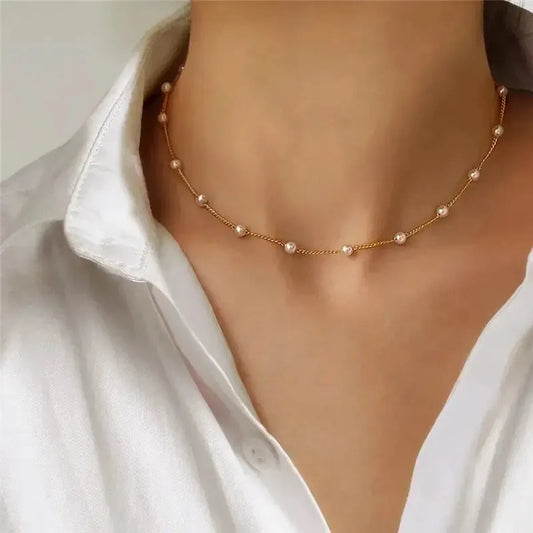 Collier Ras-du-Cou Goth Perlé-Saylana