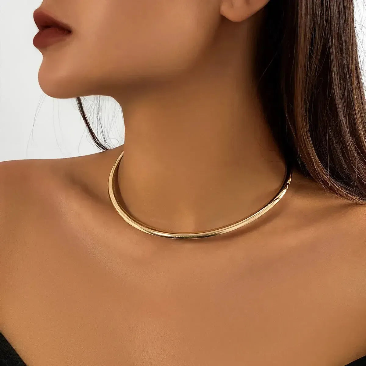 Collier Torque Métal Lisse Or-Saylana