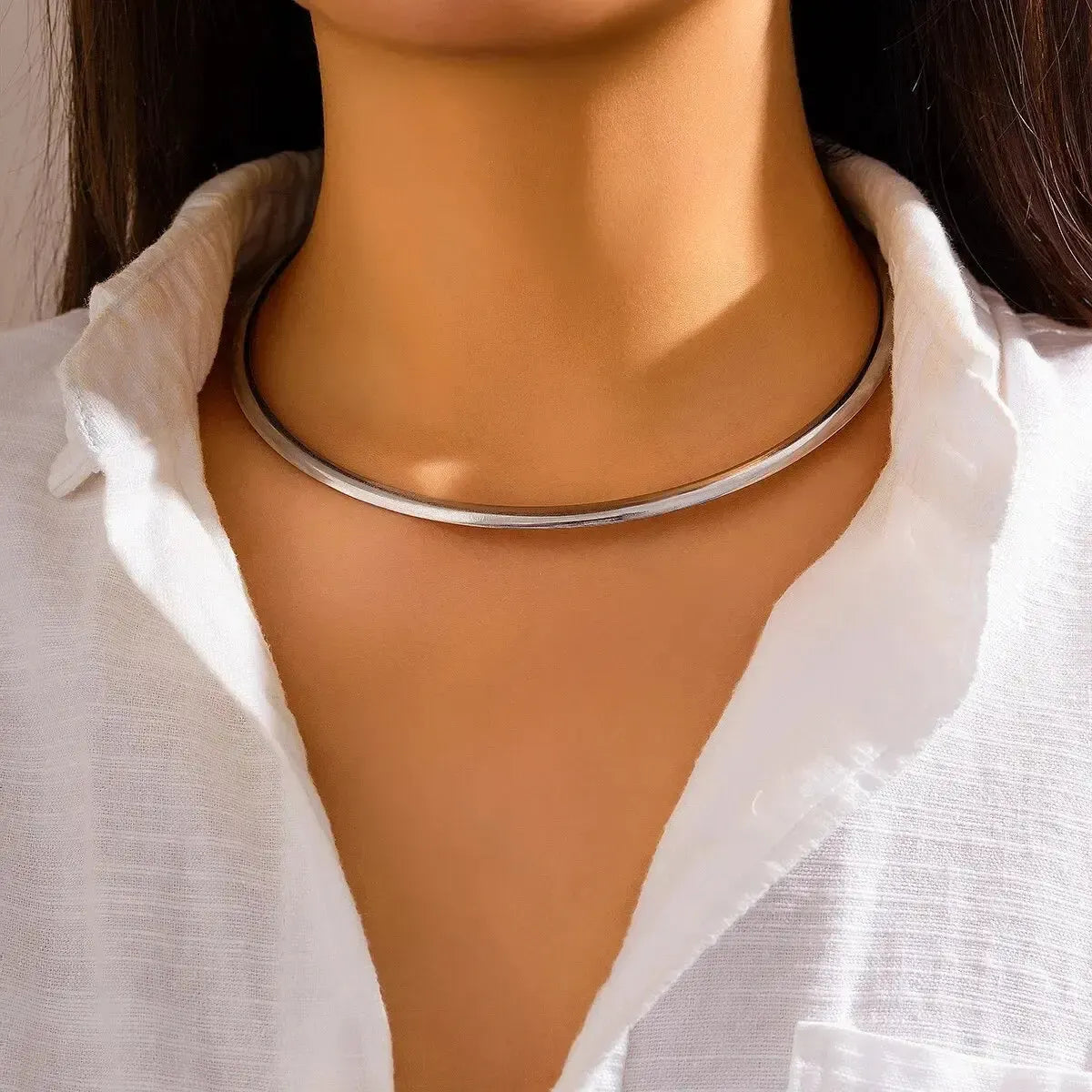 Collier Torque Métal Lisse Or-Saylana