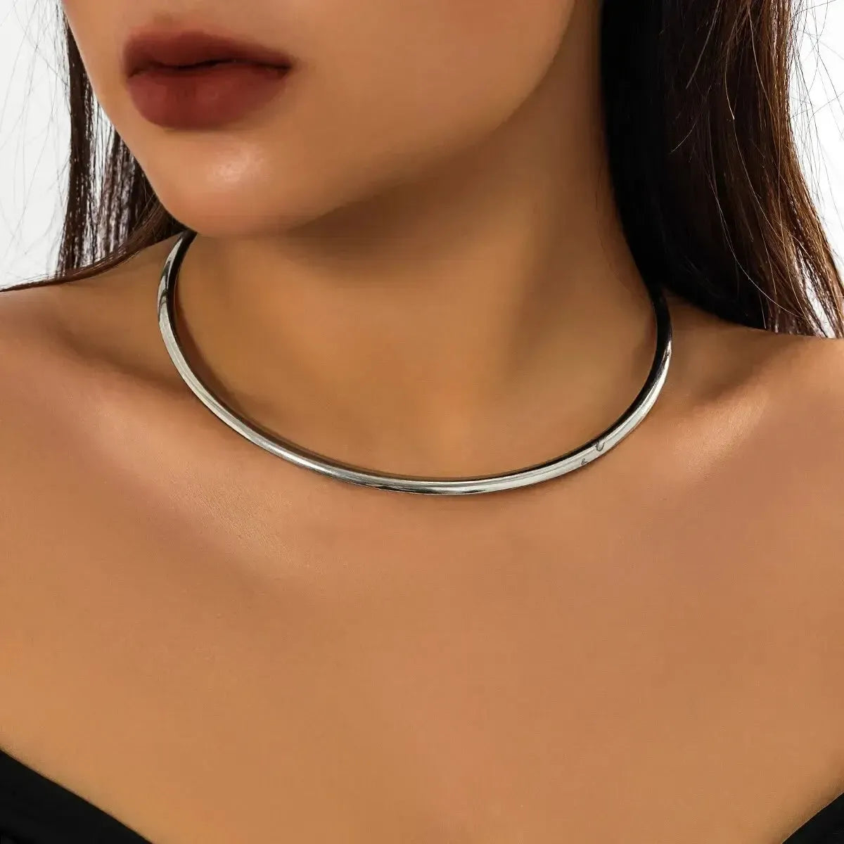 Collier Torque Métal Lisse Or-Saylana