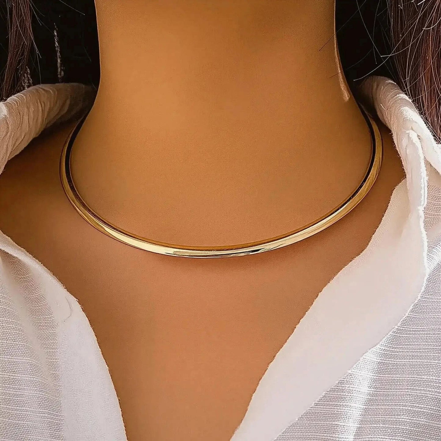 Collier Torque Métal Lisse Or - Saylana