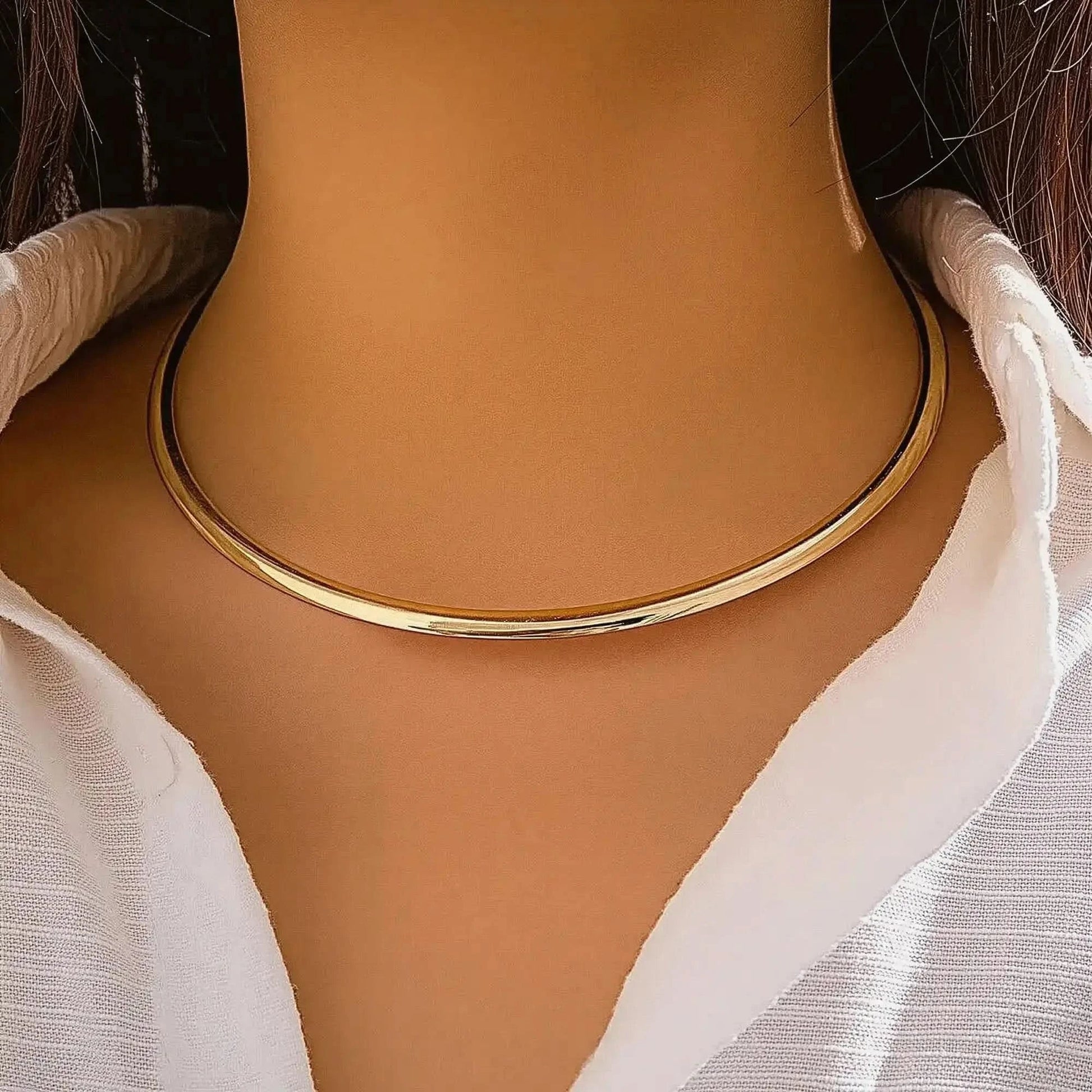 Collier Torque Métal Lisse Or - Saylana