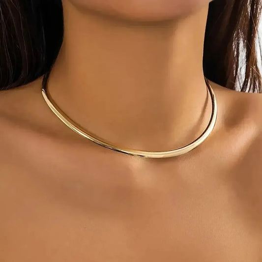 Collier Torque Métal Lisse Or-Saylana