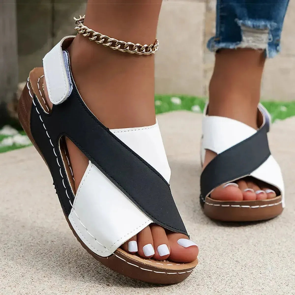 Compensées Ouvertes Confort Peep Toe-Saylana