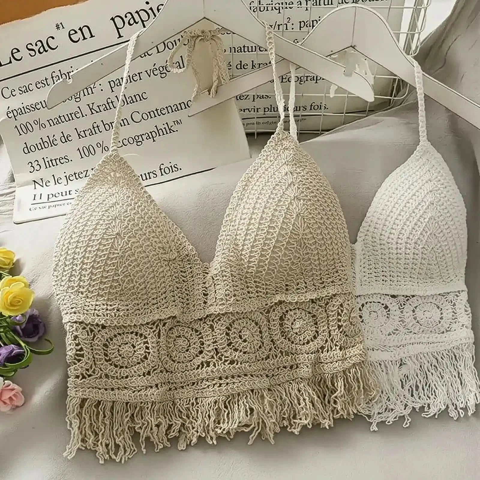 Crop à franges ajouré rétro sexy - Saylana