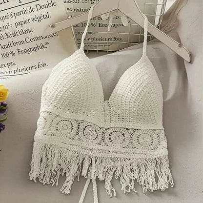 Crop à franges ajouré rétro sexy - Saylana