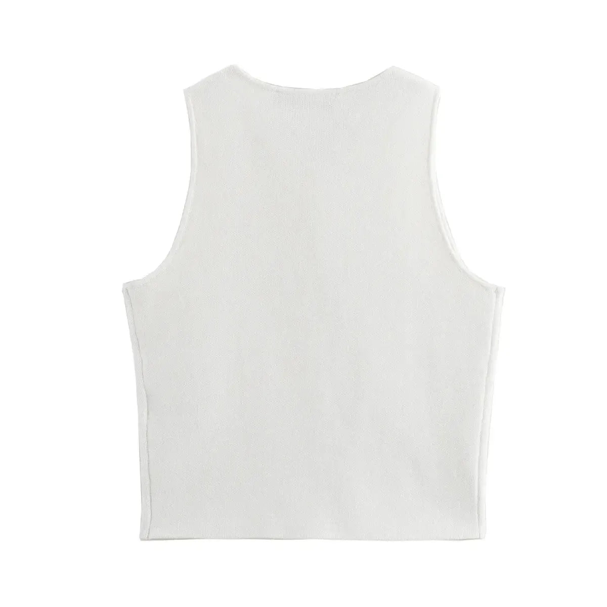 Crop blanc en maille boutonnée femme-Saylana