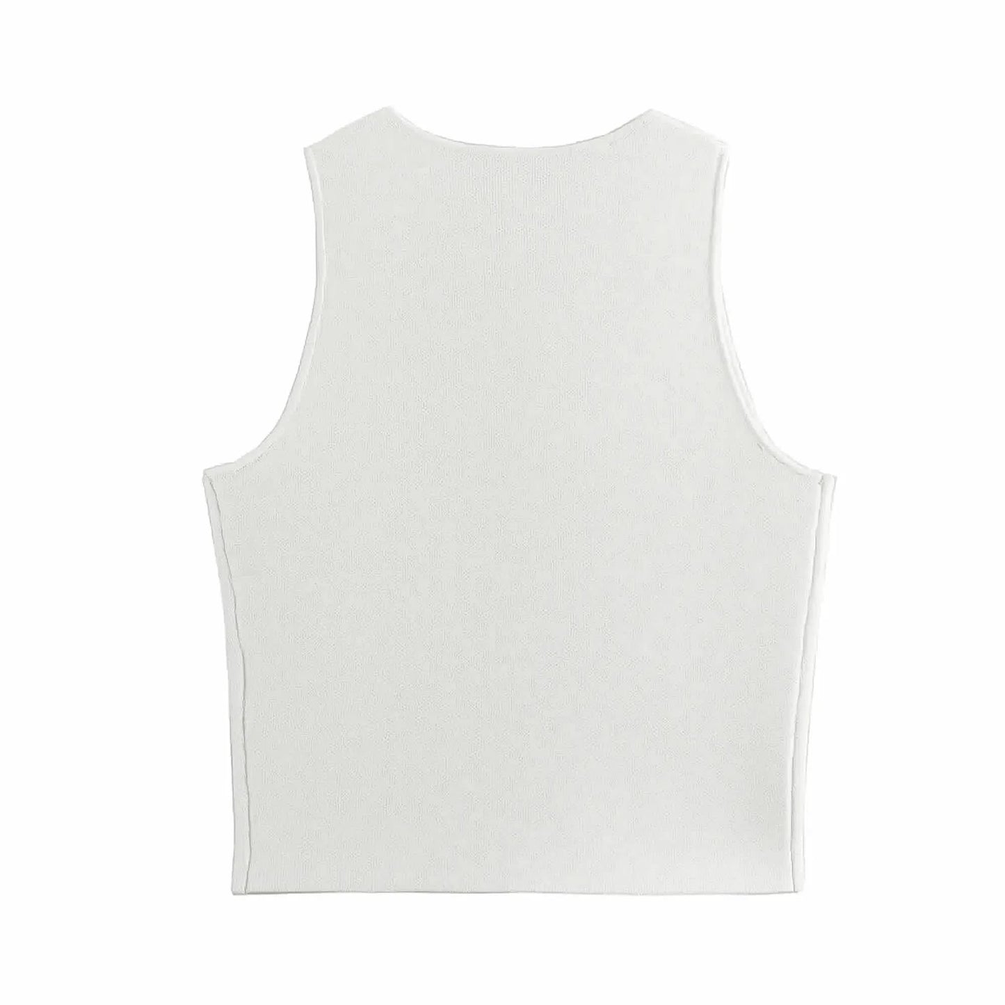 Crop blanc en maille boutonnée femme - Saylana