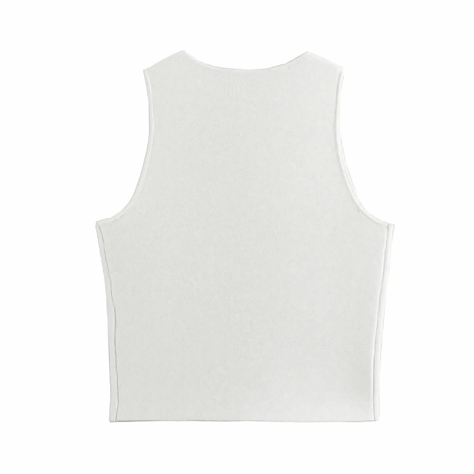 Crop blanc en maille boutonnée femme - Saylana