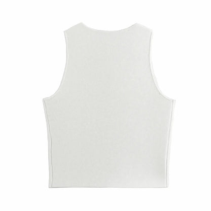 Crop blanc en maille boutonnée femme - Saylana