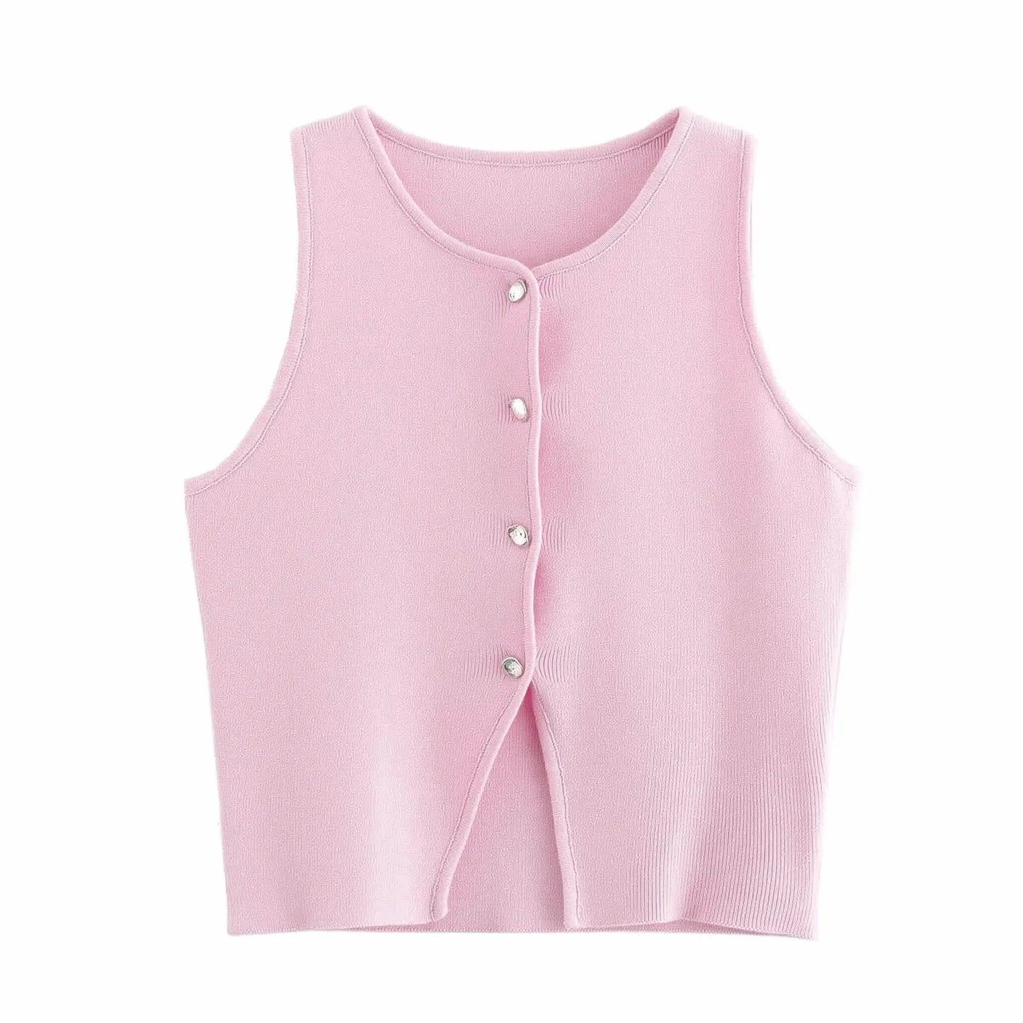 Crop blanc en maille boutonnée femme - Saylana