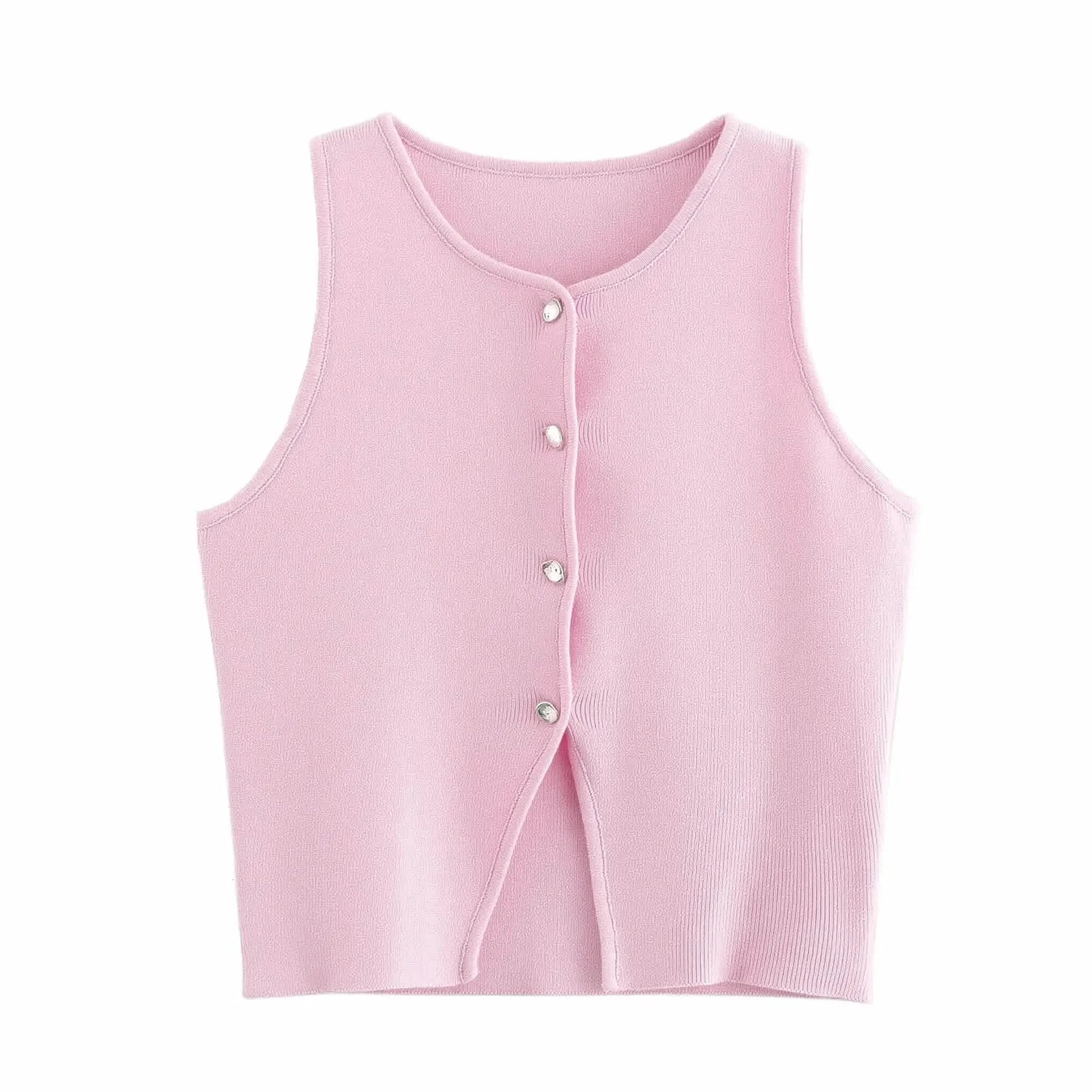 Crop blanc en maille boutonnée femme - Saylana