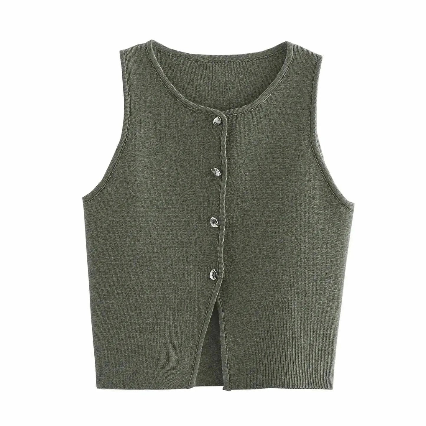 Crop blanc en maille boutonnée femme - Saylana