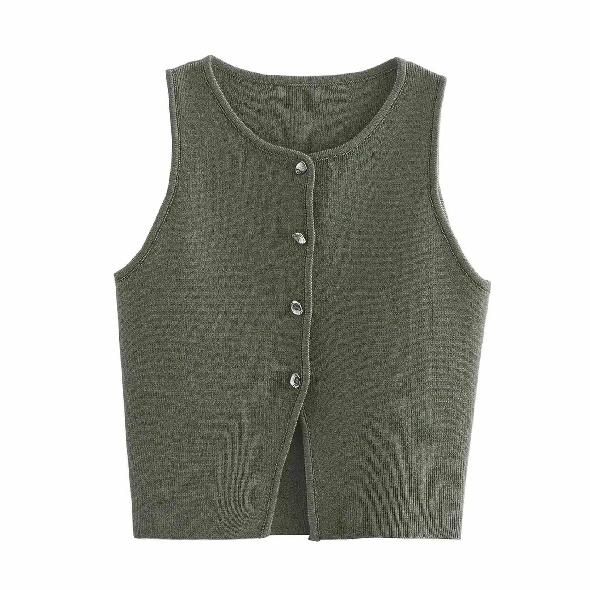 Crop blanc en maille boutonnée femme - Saylana