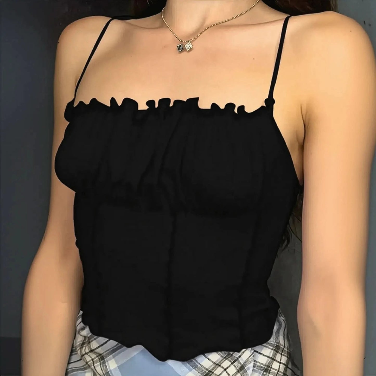 Crop slim à volants pour look estival féminin - Saylana