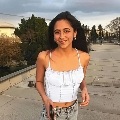 Crop slim à volants pour look estival féminin - Saylana