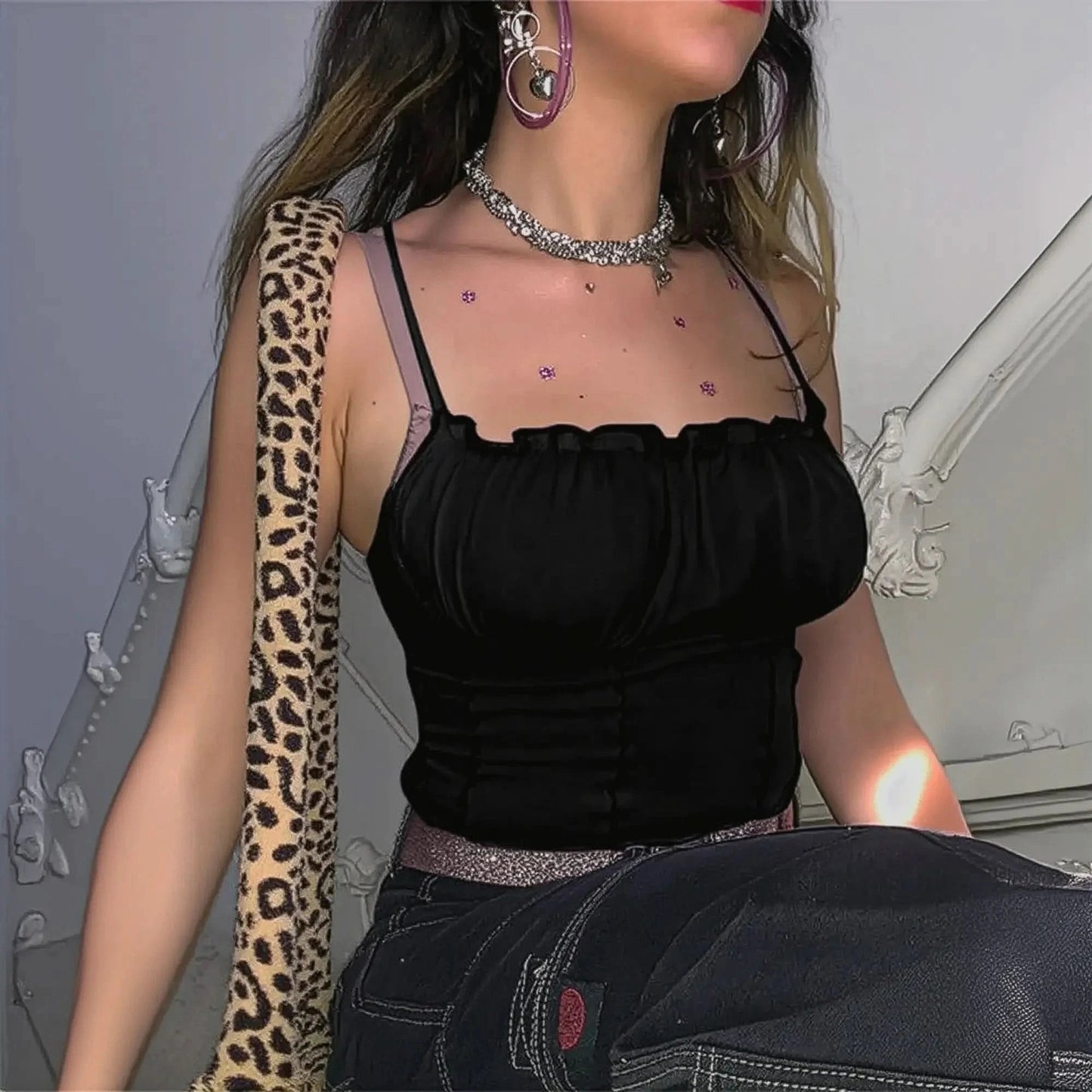 Crop slim à volants pour look estival féminin - Saylana