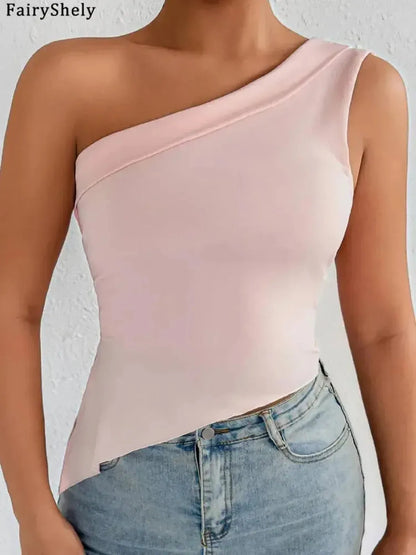 Crop Top Asymétrique Sans Manches-Saylana