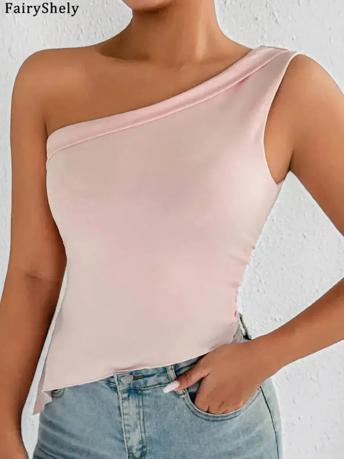 Crop Top Asymétrique Sans Manches-Saylana