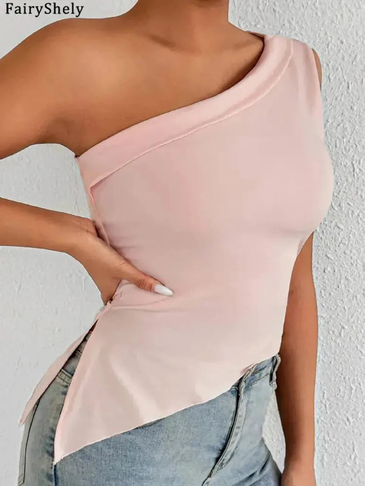 Crop Top Asymétrique Sans Manches-Saylana