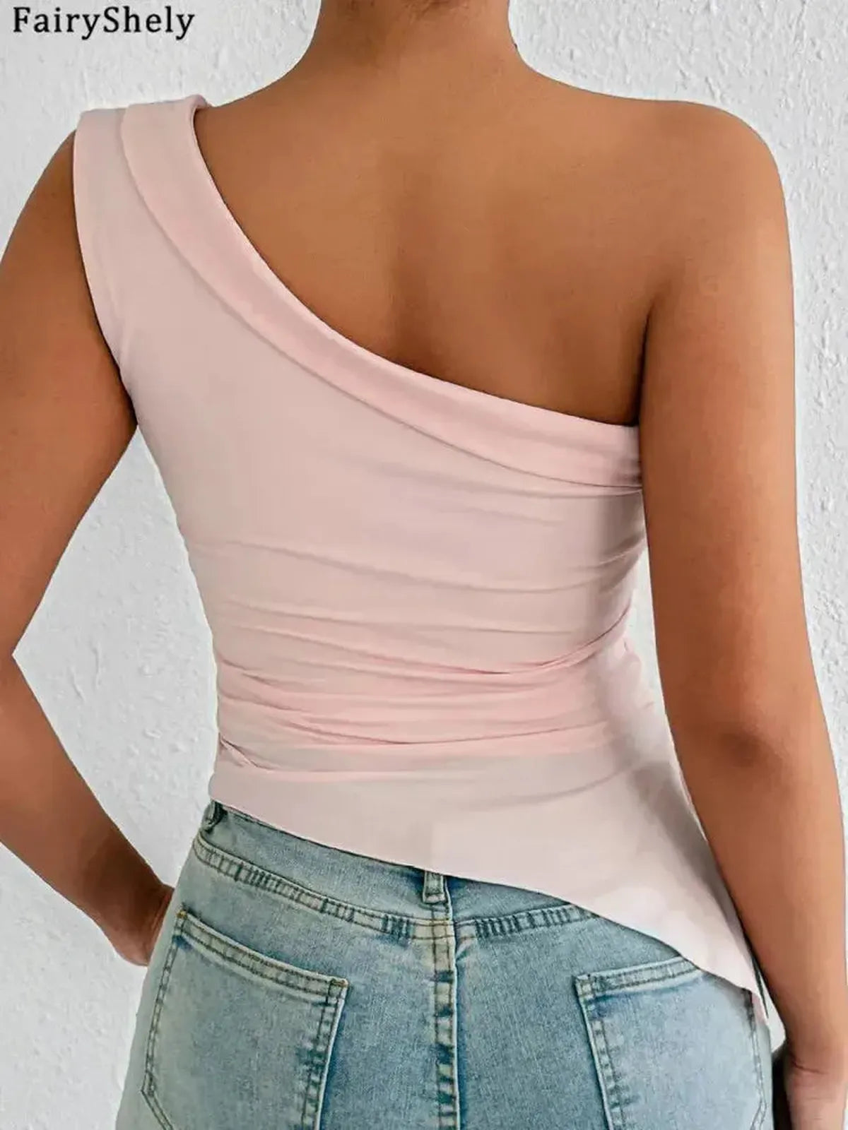 Crop Top Asymétrique Sans Manches-Saylana
