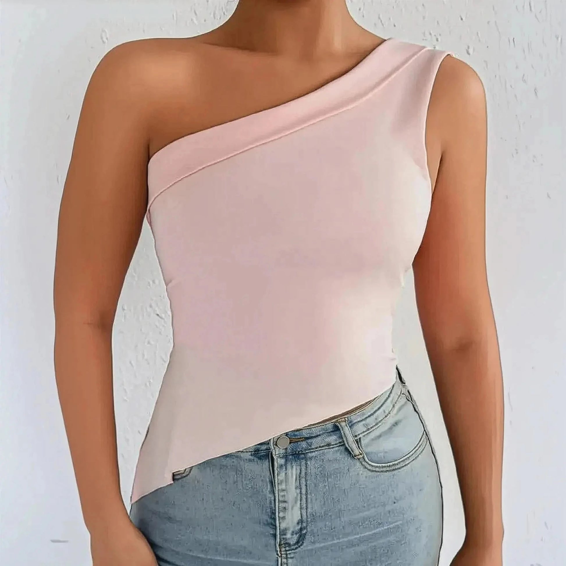 Crop Top Asymétrique Sans Manches - Saylana