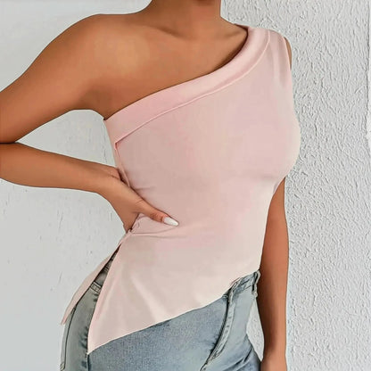 Crop Top Asymétrique Sans Manches - Saylana
