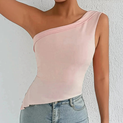Crop Top Asymétrique Sans Manches - Saylana