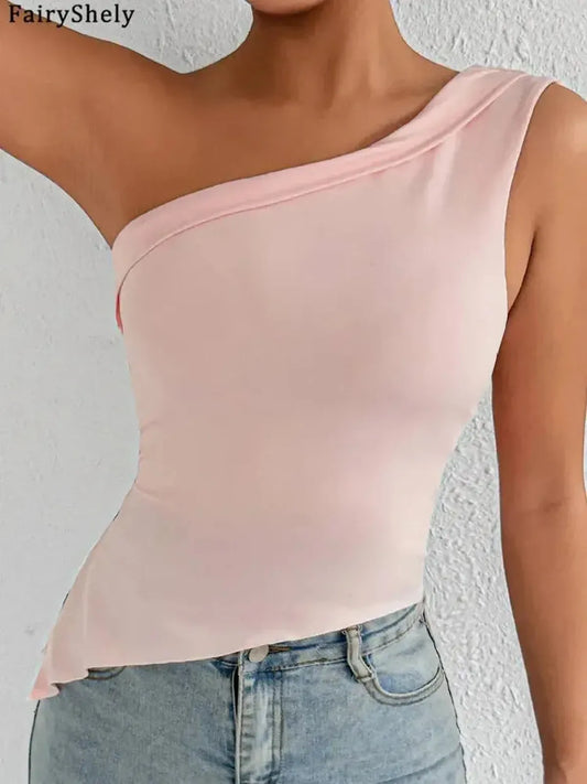 Crop Top Asymétrique Sans Manches-Saylana