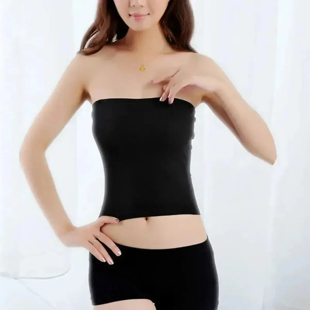 Crop Top Basique Sans Bretelles-Saylana