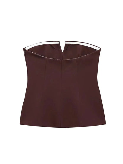 Crop top bustier uni pour look street élégant-Saylana