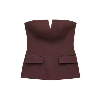 Crop top bustier uni pour look street élégant-Saylana