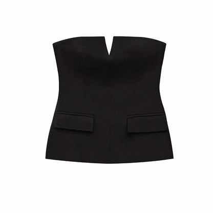 Crop top bustier uni pour look street élégant - Saylana