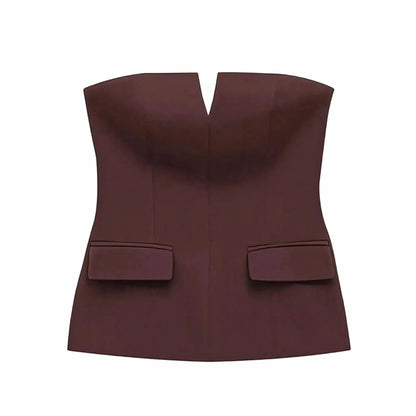 Crop top bustier uni pour look street élégant - Saylana