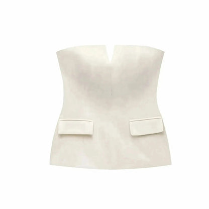Crop top bustier uni pour look street élégant - Saylana