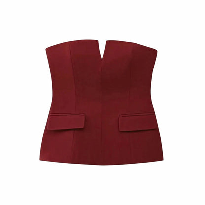 Crop top bustier uni pour look street élégant - Saylana