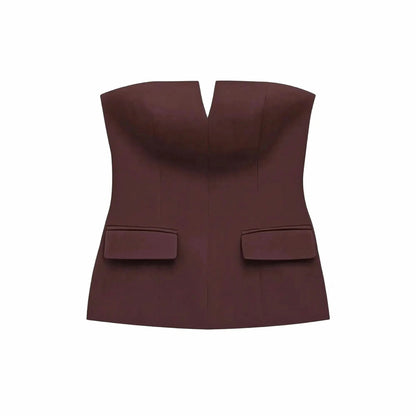 Crop top bustier uni pour look street élégant - Saylana