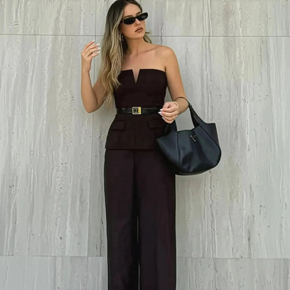 Crop top bustier uni pour look street élégant - Saylana