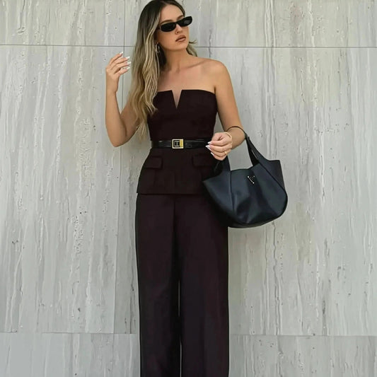 Crop top bustier uni pour look street élégant - Saylana