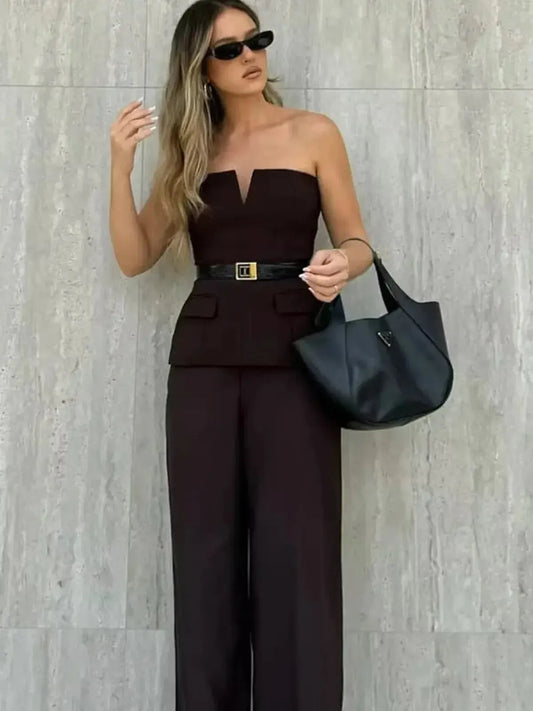 Crop top bustier uni pour look street élégant-Saylana