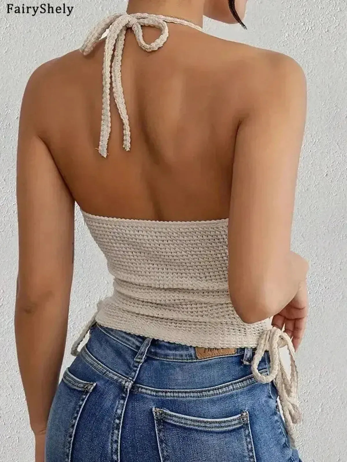 Crop Top Dos Nu Sans Manches-Saylana