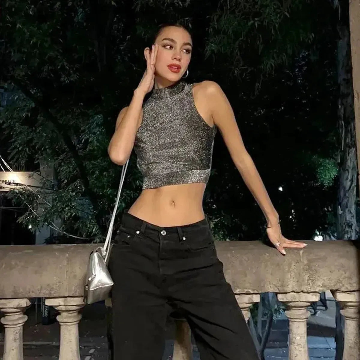 Crop Top Pailleté Dos Nu-Saylana