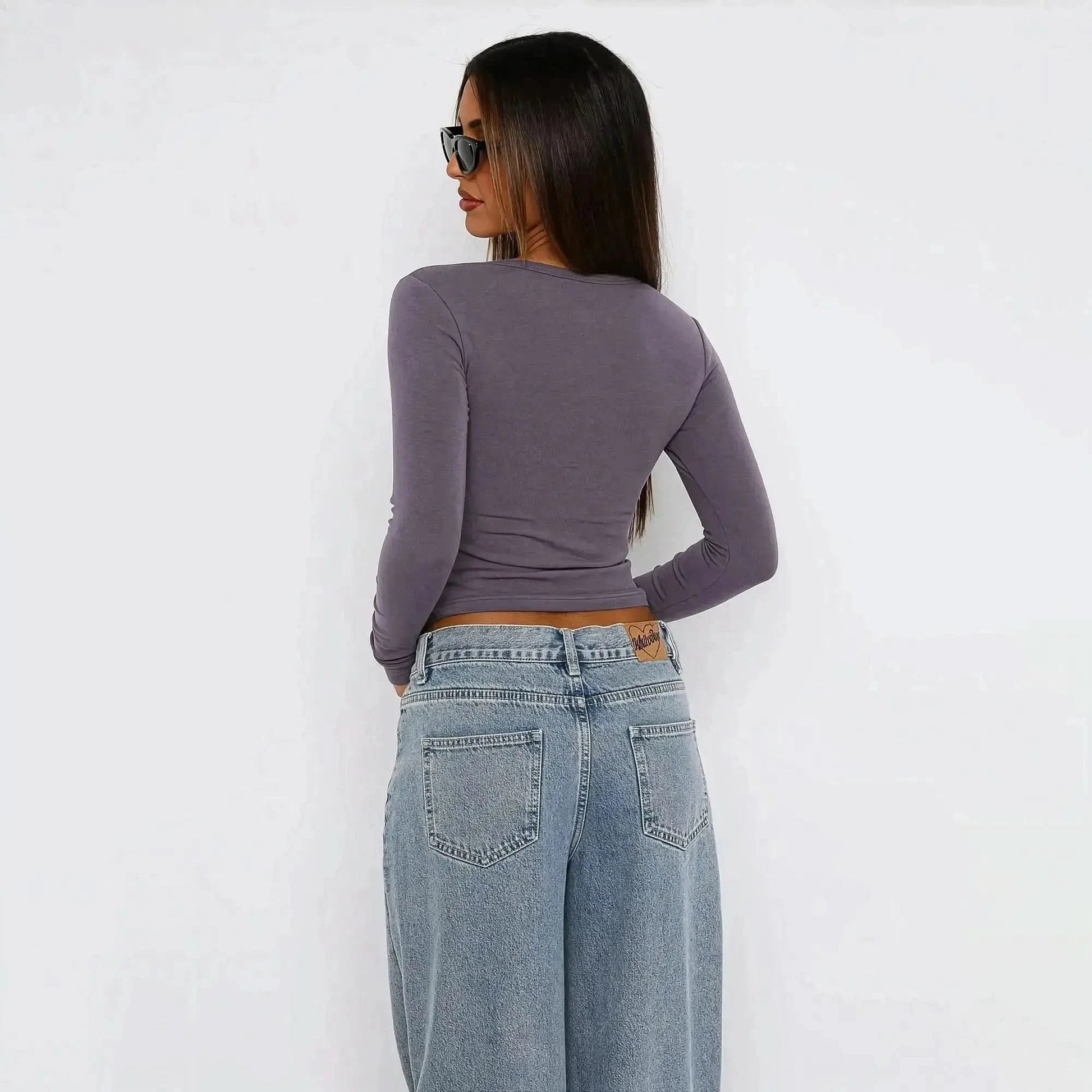 Crop Top Y2K Col V Boutonné - Saylana