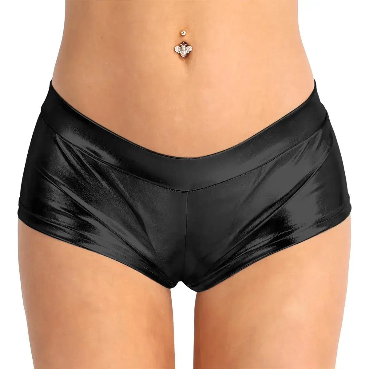 Cuir brillant taille basse pour look pole dance-Saylana