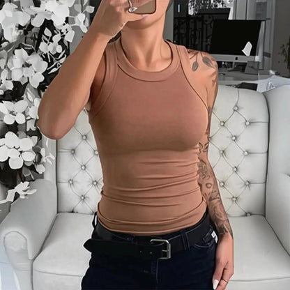 Débardeur côtelé col rond au charme estival - Saylana