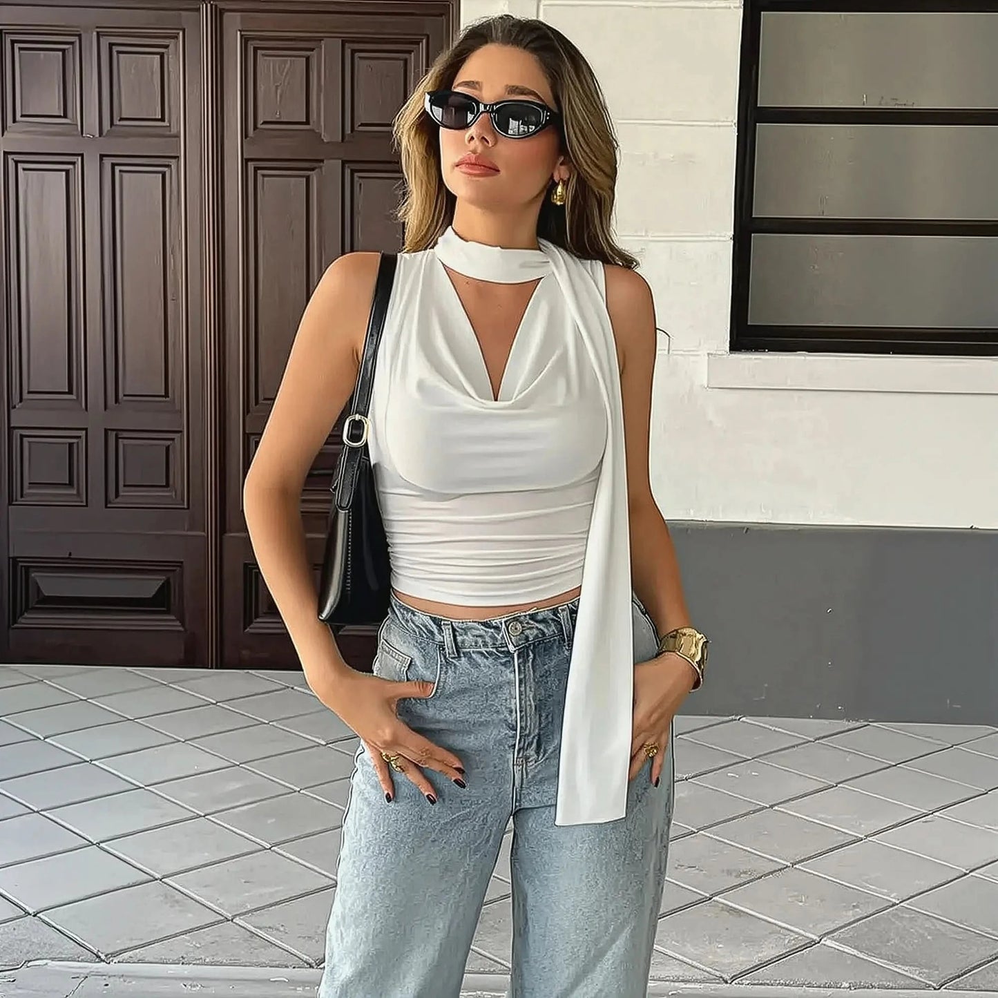 Débardeur sexy à décolleté plongeant et style bandage - Saylana