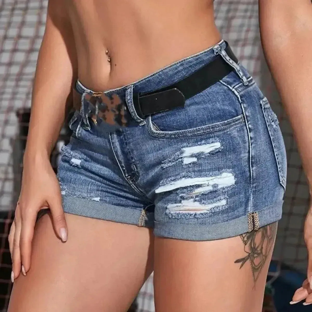 Denim Slim Fit Usé Look Sexy Été-Saylana