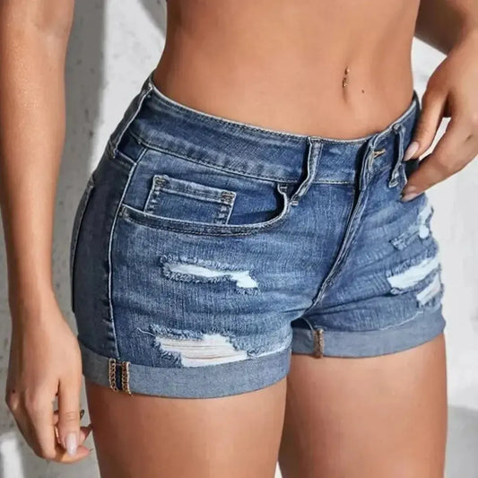 Denim Slim Fit Usé Look Sexy Été-Saylana