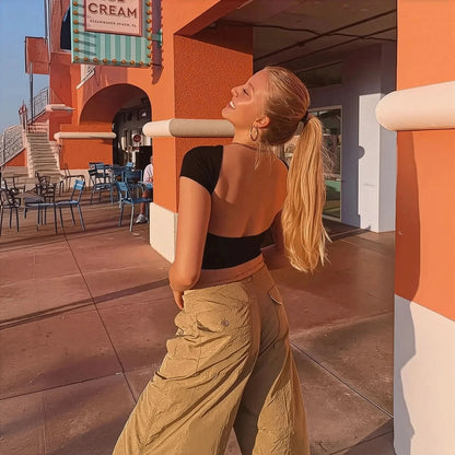 Dos nu col rond pour look Y2K adorable - Saylana